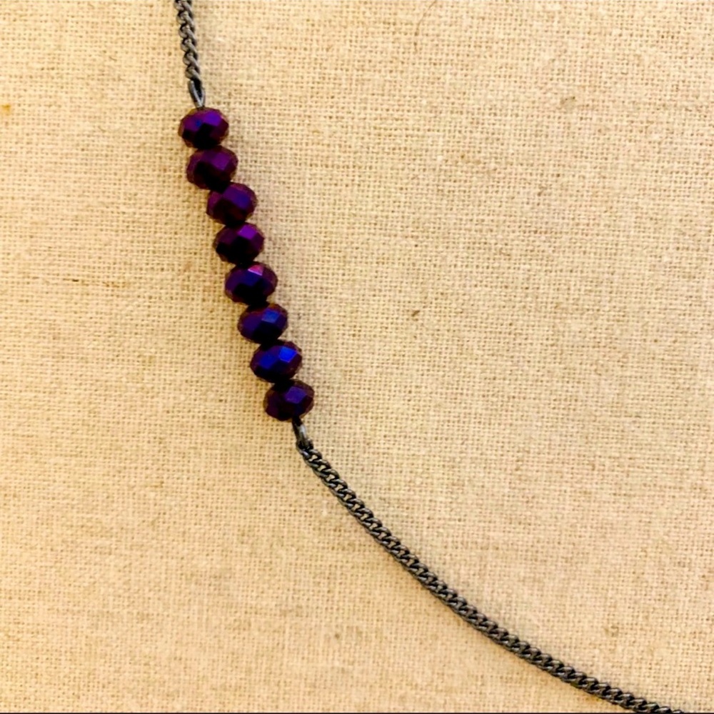 BP | Necklace | Black Chain Necklace with Plum Faceted Stones